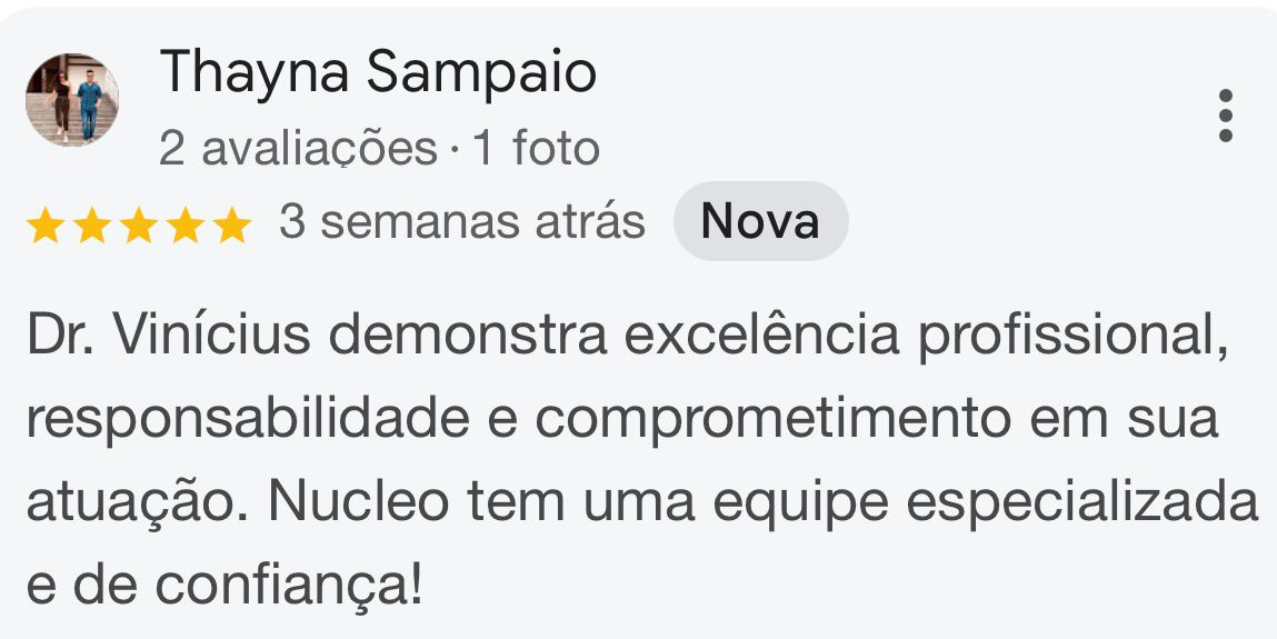 Avaliação de Thayna Sampaio no Google, 5 estrelas